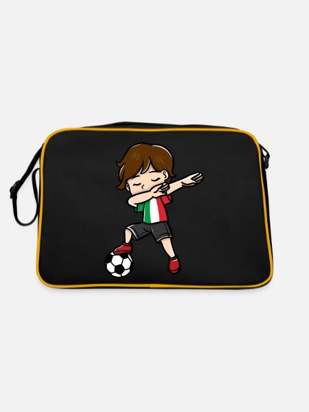 Dabbing Young Football Players Italian Flag - Retro Bag - black/gold - Back