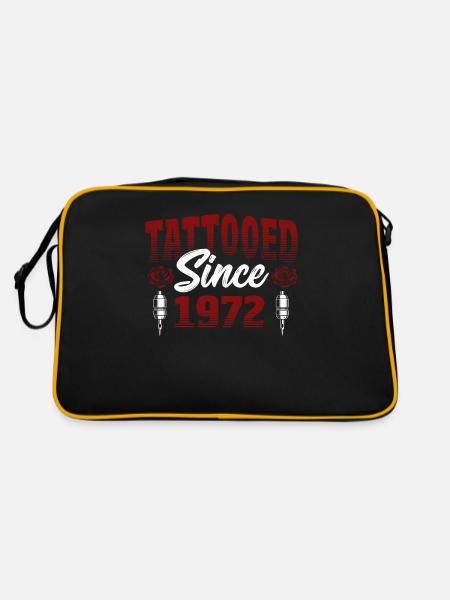 Tattooed Since 1972 Red Rose Theme Tattoo Ink - Retro Bag - black/gold - Back