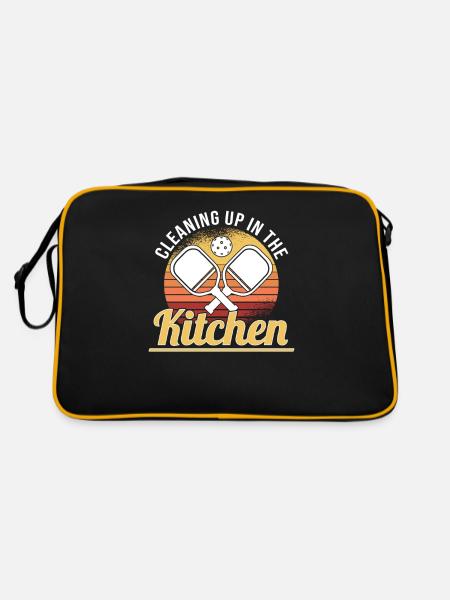Pickleball Retro Liebe Dinking Pickleballspieler - Retro Tasche - Schwarz/Gold - Hinten