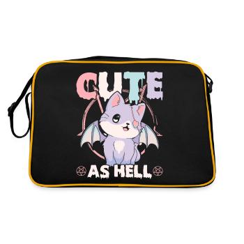 Lustige Cult Pastell Goth Katze Pentagramm Niedlic - Retro Tasche - Schwarz/Gold - Hinten