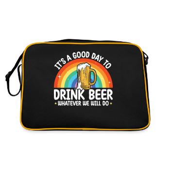 It's A Good Day To Drink Beer | Bierliebhaber - Retro Tasche - Schwarz/Gold - Hinten