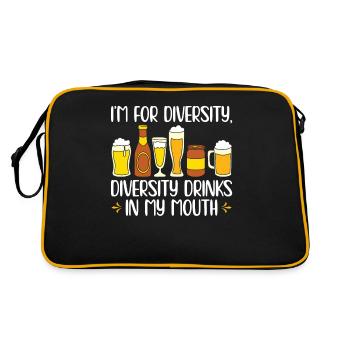 Diversity Drinks In My Mouth | Bierliebhaber - Retro Tasche - Schwarz/Gold - Hinten