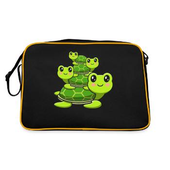 Stacked turtles, cute turtles, - Retro Bag - black/gold - Back