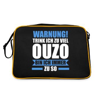 Saufspruch Griechenland Ouzo - Retro Tasche - Schwarz/Gold - Hinten
