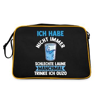 Grieche Saufspruch Ouzo - Retro Tasche - Schwarz/Gold - Hinten