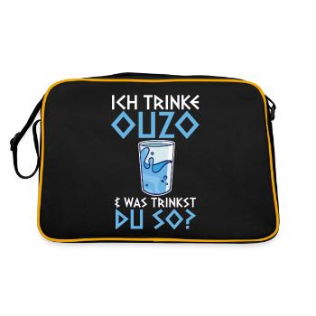 Ich trinke Ouzo - Retro Tasche - Schwarz/Gold - Hinten