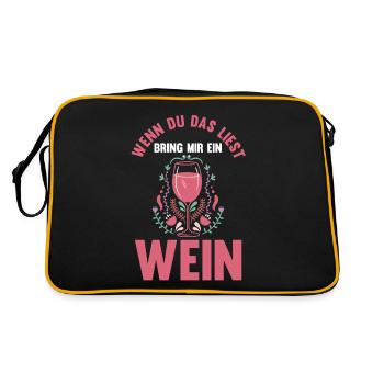 If you read this bring me a wine - Retro Bag - black/gold - Back