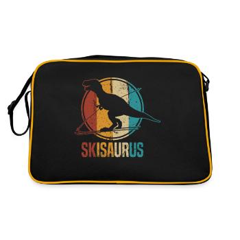 Skisaurus Fun Skiing Dino Ski Dinosaurs - Retro Bag - black/gold - Back