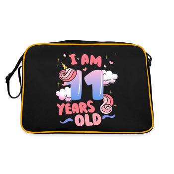 I am 11 years old | Unicorn theme | 11. - Retro Bag - black/gold - Back