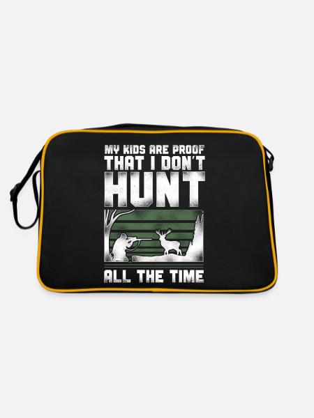 Buck Deer Hunting Hunter Vintage - Retro Tasche - Schwarz/Gold - Hinten