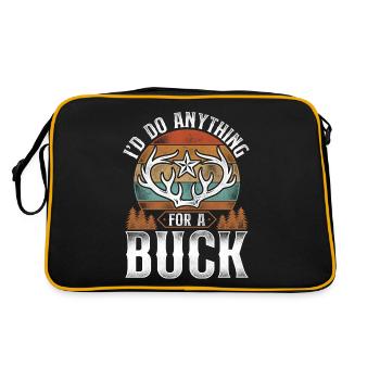 Buck Deer Hunting Hunter Pun - Retro Bag - black/gold - Back