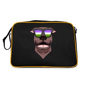 Genderqueer Lgbt Dog American Pit Bull Terrier - Retro Bag - black/gold - Back
