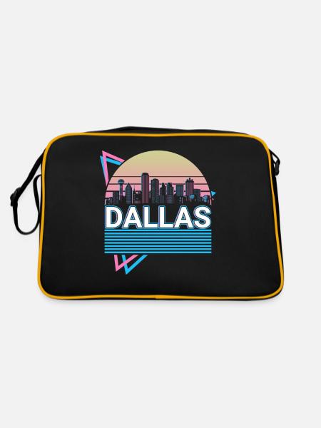 Dallas Stadt Skyline Stadtbild Retro - Retro Tasche - Schwarz/Gold - Hinten