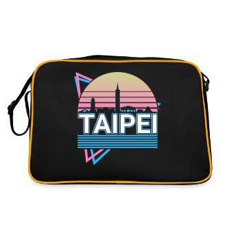 Taipeh Stadt Skyline Stadtbild Retro - Retro Tasche - Schwarz/Gold - Hinten