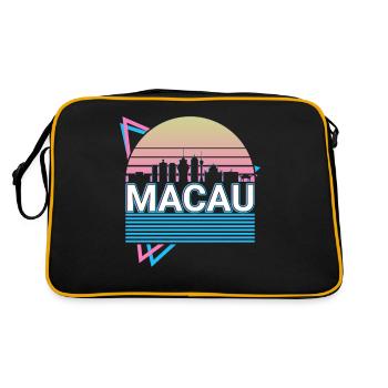 Macau Stadt Skyline Stadtbild Retro - Retro Tasche - Schwarz/Gold - Hinten