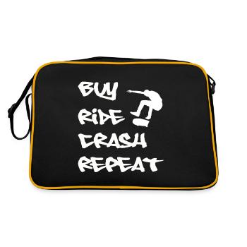 Skater Skateboard Gift Halfpipe Sk8 Ollie - Retro Bag - black/gold - Back