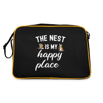 Maus Tshirt Mäuschen Herren Kinder Damen - Retro Tasche - Schwarz/Gold - Hinten