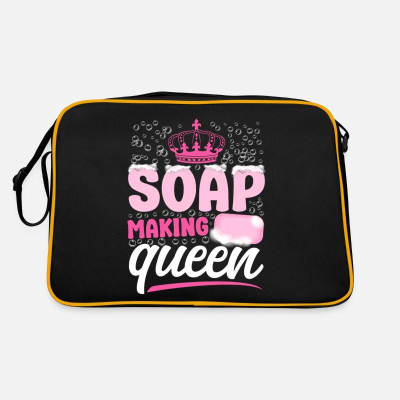 Soap Making Crafting Crown Queen - Retro Tasche - Schwarz/Gold
