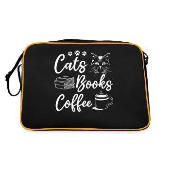 Chats Livres Café Chat Propriétaire Bookworm Book Lover - Sac Retro - noir/or - Dos