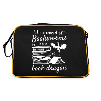 Funny Book Lover - In A World Of Bookworms Be A - Retro Bag - black/gold - Back