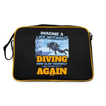 Imagine A Life Without Diving - Retro Tasche - Schwarz/Gold - Hinten
