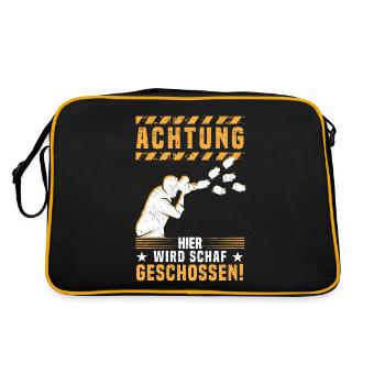 Fotografie Achtung Hier wird Schaf geschossen - - Retro Tasche - Schwarz/Gold - Hinten