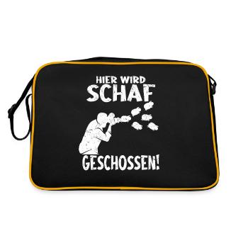 Fotografie Hier wird Schaf geschossen - Lustiger - Retro Tasche - Schwarz/Gold - Hinten