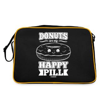 Donut Süssigkeiten Donuts Essen Bäcker Geschenk - Retro Tasche - Schwarz/Gold - Hinten