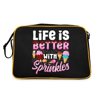 Cône de crème glacée Popsicle La vie est - Sac Retro - noir/or - Dos
