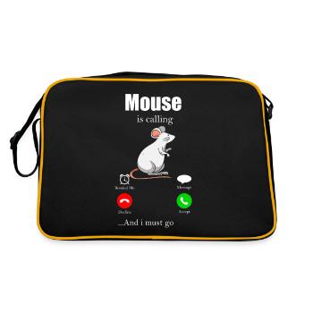 Maus Geschenk Mäuschen Kinder Herren Mouse Rat - Retro Tasche - Schwarz/Gold - Hinten