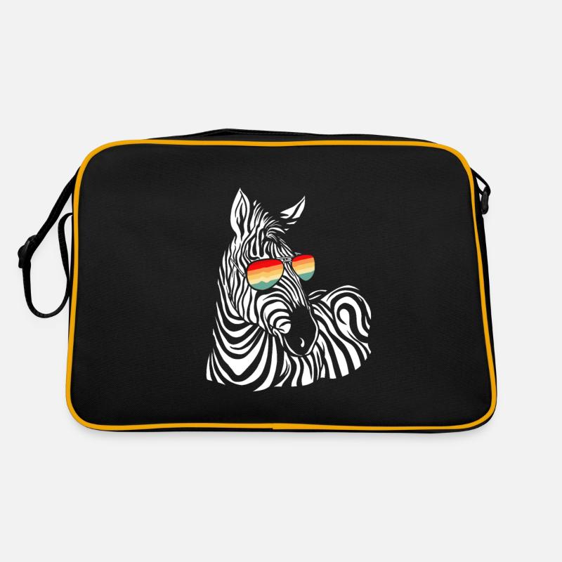 Zebra Geschenk Schwarz-weiß Safari Savanne Steppe - Retro Tasche - Schwarz/Gold