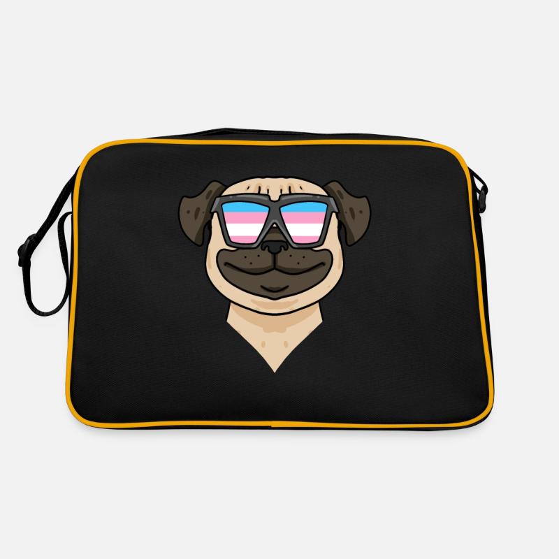 Transgender Mops Hund - Hund mit Brille Retro Tasche
