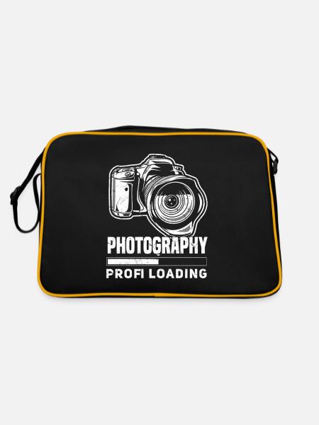 Photography Profi Loading Lustiger Fotograf - Retro Tasche - Schwarz/Gold - Hinten