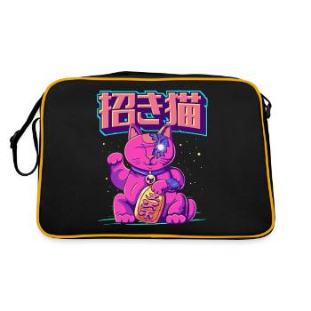Cyborg Maneki Neko Cat Japanese Cyber Aesthetics - Retro Bag - black/gold - Back
