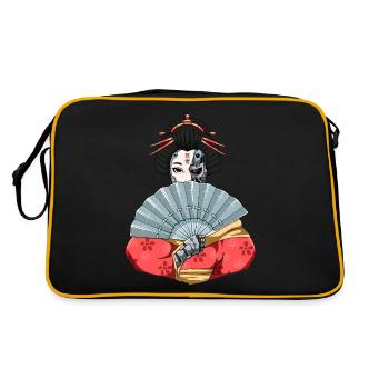 Cyborg Geisha Cyber-Ästhetik - Retro Tasche - Schwarz/Gold - Hinten