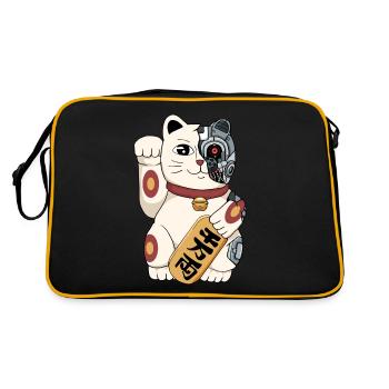 Cyborg Maneki Neko Cat Cyber Aesthetics - Retro Bag - black/gold - Back