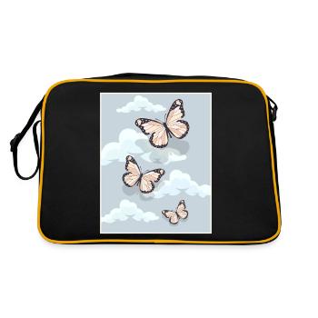 Dänische Pastell-Ästhetik Schmetterlinge - Retro Tasche - Schwarz/Gold - Hinten