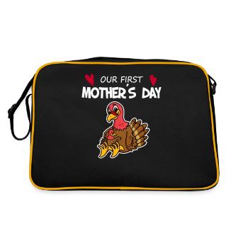 Muttertag Geschenk - Unser erster Muttertag - Retro Tasche - Schwarz/Gold - Hinten