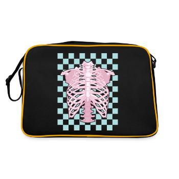 Danish Pastel Aesthetic Rib Cage Skeleton - Retro Bag - black/gold - Back