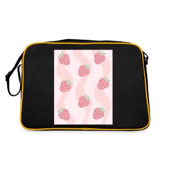 Dänische Pastell-Ästhetik-Erdbeeren - Retro Tasche - Schwarz/Gold - Hinten