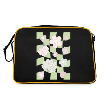 Danish Pastel Aesthetic Flower Shell Abstrak - Retro Bag - black/gold - Back