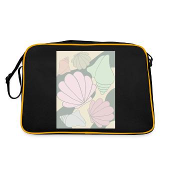 Dänische Pastell-Ästhetik Muschel - Retro Tasche - Schwarz/Gold - Hinten