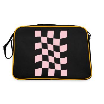 Danish pastel aesthetic pink checkered - Retro Bag - black/gold - Back