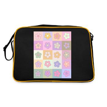Danish Pastel Aesthetic Retro Flower Pattern - Retro Bag - black/gold - Back