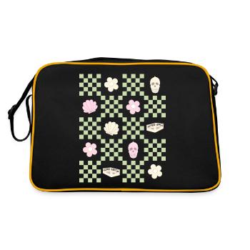 Danish Pastel Aesthetic Skull Flower Shell - Retro Bag - black/gold - Back
