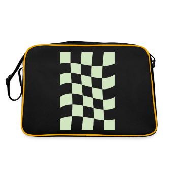 Danish pastel aesthetic Green checkered - Retro Bag - black/gold - Back