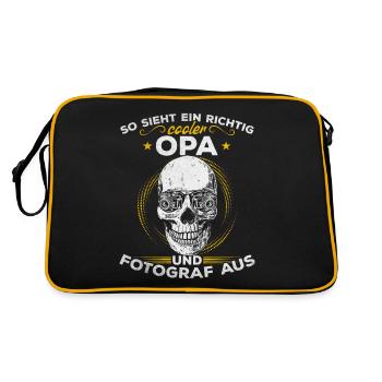 Opa Fotograf - So sieht ein richtig cooler Opa und - Retro Tasche - Schwarz/Gold - Hinten