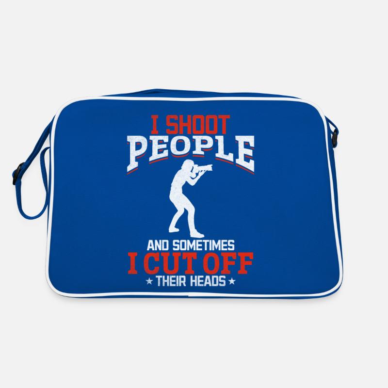 Ich schieße Menschen, manchmal schneide ich ihnen Retro Tasche