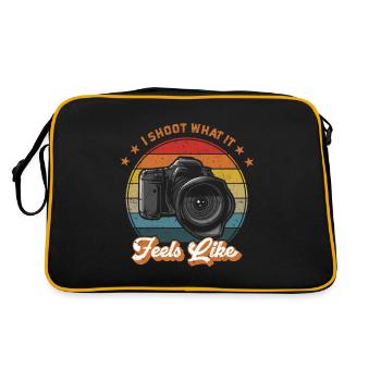 Fotografie-Liebhaber Ich fotografiere, wie es sich - Retro Tasche - Schwarz/Gold - Hinten