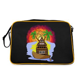 Abenteuer Freizeit Reise Ferien Boot Karibik Insel - Retro Tasche - Schwarz/Gold - Hinten
